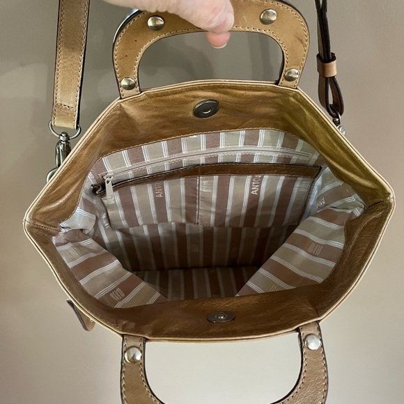 Antoni Lightly Distressed Leather Handbag -Latte - Picture 8 of 13